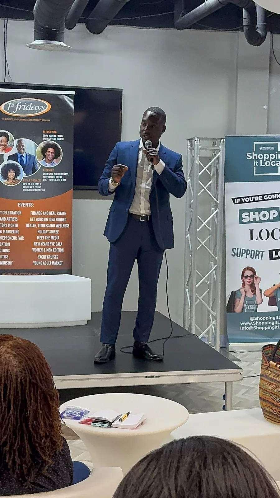 Jay Hayles speaking at a Shop Local business event in Ajax